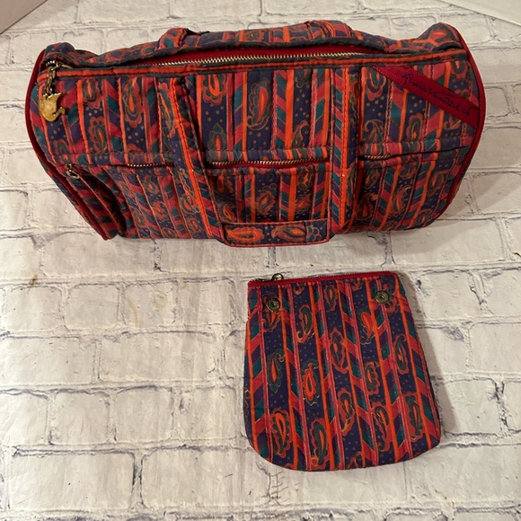 VINTAGE GLORIA VANDERBILT COSMETIC CASE FOR ACCESSORY STREET PAISLEY PATTERN - Picture 1 of 11